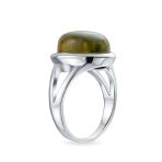 Oval Cabochon Moonstone Silver Ring with Split Shank Boho Statement Design - Image 7
