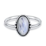 Western Boho Silver Ring with Oval Cabochon Gemstone and Thin Band - Image 11