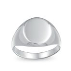 Basic Initial Monogram Sterling Silver Ring Men Oval Signet