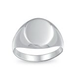Basic Initial Monogram Sterling Silver Ring Men Oval Signet