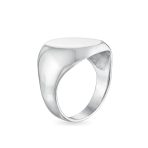 Basic Initial Monogram Sterling Silver Ring Men Oval Signet - Image 2