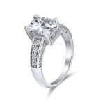 Classic .925 Sterling Silver 2CT CZ Oval Solitaire Engagement Ring Cubic Zirconia Band - Image 2
