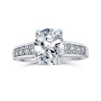 Classic .925 Sterling Silver 2CT CZ Oval Solitaire Engagement Ring Cubic Zirconia Band