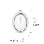Set of 2 Simple White Pearl Cabochon Oval Clip-On Earrings - Image 4