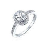 Classic Halo Oval CZ Solitaire Promise Engagement Ring Thin Band Sterling Silver