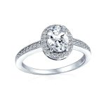 Classic Halo Oval CZ Solitaire Promise Engagement Ring Thin Band Sterling Silver - Image 2