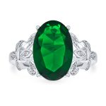 Fleur De Lis Setting CZ Green Oval Solitaire 7CT Cocktail Statement Ring