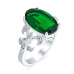 Fleur De Lis Setting CZ Green Oval Solitaire 7CT Cocktail Statement Ring - Image 2