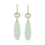 Unique Geometric Dangle Earrings with Quartz Labradorite and Jade Gemstones - Image 3