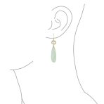 Unique Geometric Dangle Earrings with Quartz Labradorite and Jade Gemstones - Image 7
