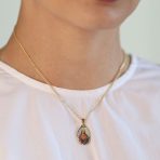 Oval Medal Sacred Heart Jesus Pendant Necklace Gold Plated - Image 3