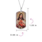Oval Sacred Heart Jesus Pendant Necklace Sterling Silver Men - Image 3