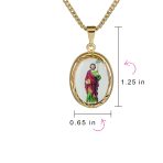 Religious Jesus Christ Colorful Photo Medal Pendant Necklace Gold Medallion Frame - Image 4