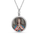 Religious Medal Virgin Mary Pendant Necklace Sterling Silver