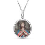 Religious Medal Virgin Mary Pendant Necklace Sterling Silver