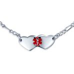 Dainty Heart Shape Red Medical Identification Blank ID Bracelet .925 Sterling Silver Wrist 6 -7 Inch - Image 59