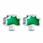 Set of 2 Good Luck Irish Shamrock Green Clover Charm Bead
