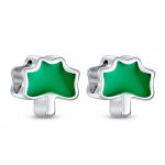 Set of 2 Good Luck Irish Shamrock Green Clover Charm Bead