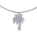 Nautical Palm Tree Anklet Ankle Bracelet with CZ in Sterling Silver - Image 2