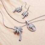 Nautical Beach CZ Palm Tree Dangle Chandelier Earrings in Sterling Silver - Image 4