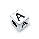 Block Letter Alphabet Initial Charm Bead .925 Sterling Silver For European Bracelet