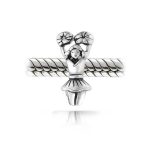 Set of 2 Volleyball and School Spirit Cheerleader Charm Bead Sterling Silver - Image 3