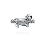 Set of 2 Oxidized Silver Dachshund Dog Black Paw Print Charm Bead Pet Lover - Image 6