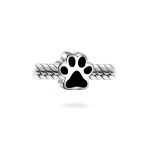 Set of 2 Sleepy Puppy Dog & Black Shape Paw Print Pet Animal Lover Charm Bead - Image 6