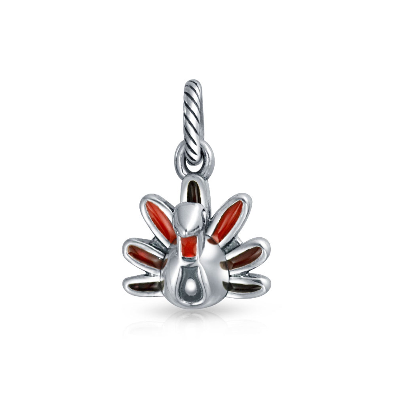 pandora-compatible-bead-healthy-turkey_pbx-hsd-278-az_1 Thanksgiving Turkey Dangle Charm Bead Multicolor Enamel for European Bracelet - Image 1