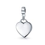 Initial Alphabet Bead Charm Heart Tag Dangle Sterling Silver for European Bracelet