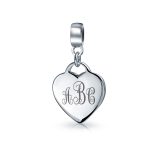 Initial Alphabet Bead Charm Heart Tag Dangle Sterling Silver for European Bracelet - Image 5
