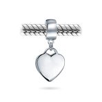 Initial Alphabet Bead Charm Heart Tag Dangle Sterling Silver for European Bracelet - Image 2