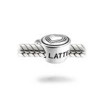 Set of 2 Latte Cup and Open Filigree Heart Charm Bead Oxidized Sterling Silver - Image 3