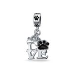 BFF Pet Lover Black Dog Cat Paw Print Dangle Charm Bead