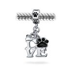 BFF Pet Lover Black Dog Cat Paw Print Dangle Charm Bead - Image 2