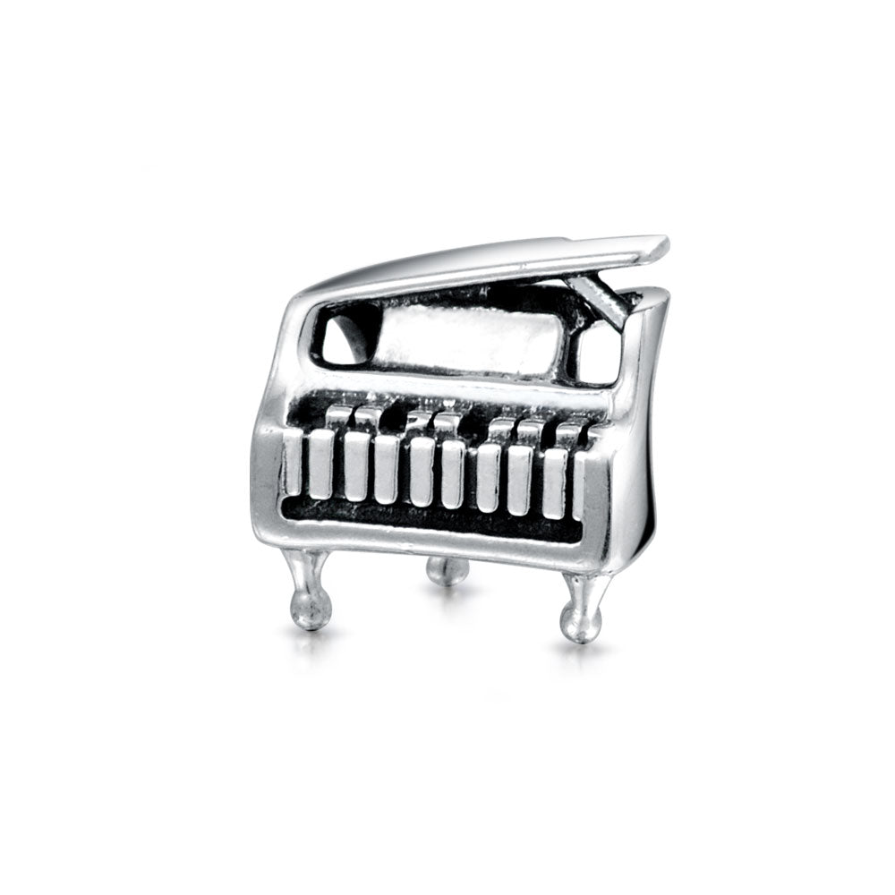 pandora-compatible-bead-piano_hs-750-darken Grand Piano Charm Bead for Musicians in Oxidized Sterling Silver Fits Bracelets - Image 1