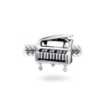 Set of 2 Grand Piano & G Clef Musician Charm Bead Oxidized Sterling Silver - Image 3