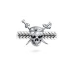 Halloween Pirate Skull & Cross Swords Charm Bead Silver for European Bracelet - Image 3