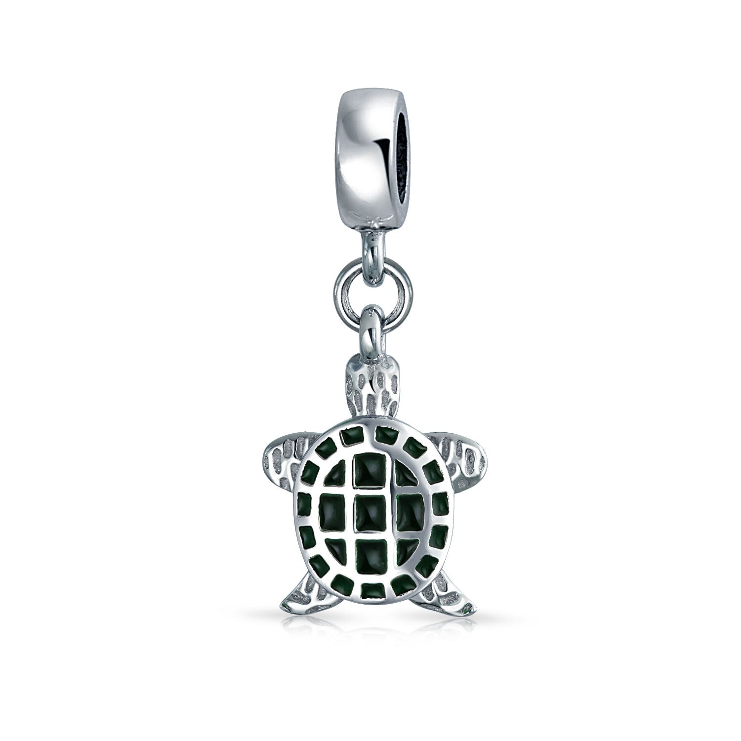 pandora-compatible-bead-turtle-charm_pbx-hts-116-az_1 Nautical Green Turtle Dangle Charm Bead Sterling Silver for European Bracelet - Image 1