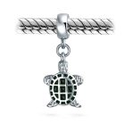 Nautical Green Turtle Dangle Charm Bead Sterling Silver for European Bracelet - Image 3