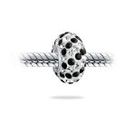 Set of Two Striped Crystal Spacer Bead Sterling Silver Fits European Bracelet - Image 10