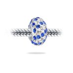 Set of Two Striped Crystal Spacer Bead Sterling Silver Fits European Bracelet - Image 12
