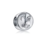 Set of 2 Symbolic Flower Ornate Fleur De Lis Charm Bead Sterling Silver - Image 2