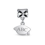 Personalized Oval Graduate Cap Dangle Charm Bead Sterling Silver for Bracelets - Image 2