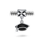 Set of 2 Graduation Cap & Words Honor Student Dangle Charm Bead Sterling Silver - Image 3