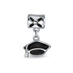 Set of 2 Graduation Cap & Words Honor Student Dangle Charm Bead Sterling Silver - Image 2
