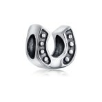 Western Cowgirl Horse & Lucky Horseshoe Charm Bead Oxidized Sterling Silver - Image 3