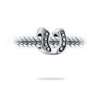 Set of 2 Lucky Horseshoe Charm Bead Sterling Silver for European Bracelet - Image 2