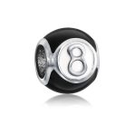Black Magic 8 Billiards Ball Charm Bead .925 Sterling Silver for Bracelet
