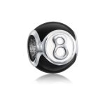 Black Magic 8 Billiards Ball Charm Bead .925 Sterling Silver for Bracelet